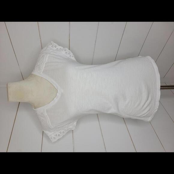 Talbots XS white eyelet sleeved tee shirt. So cute! - Picture 1 of 5